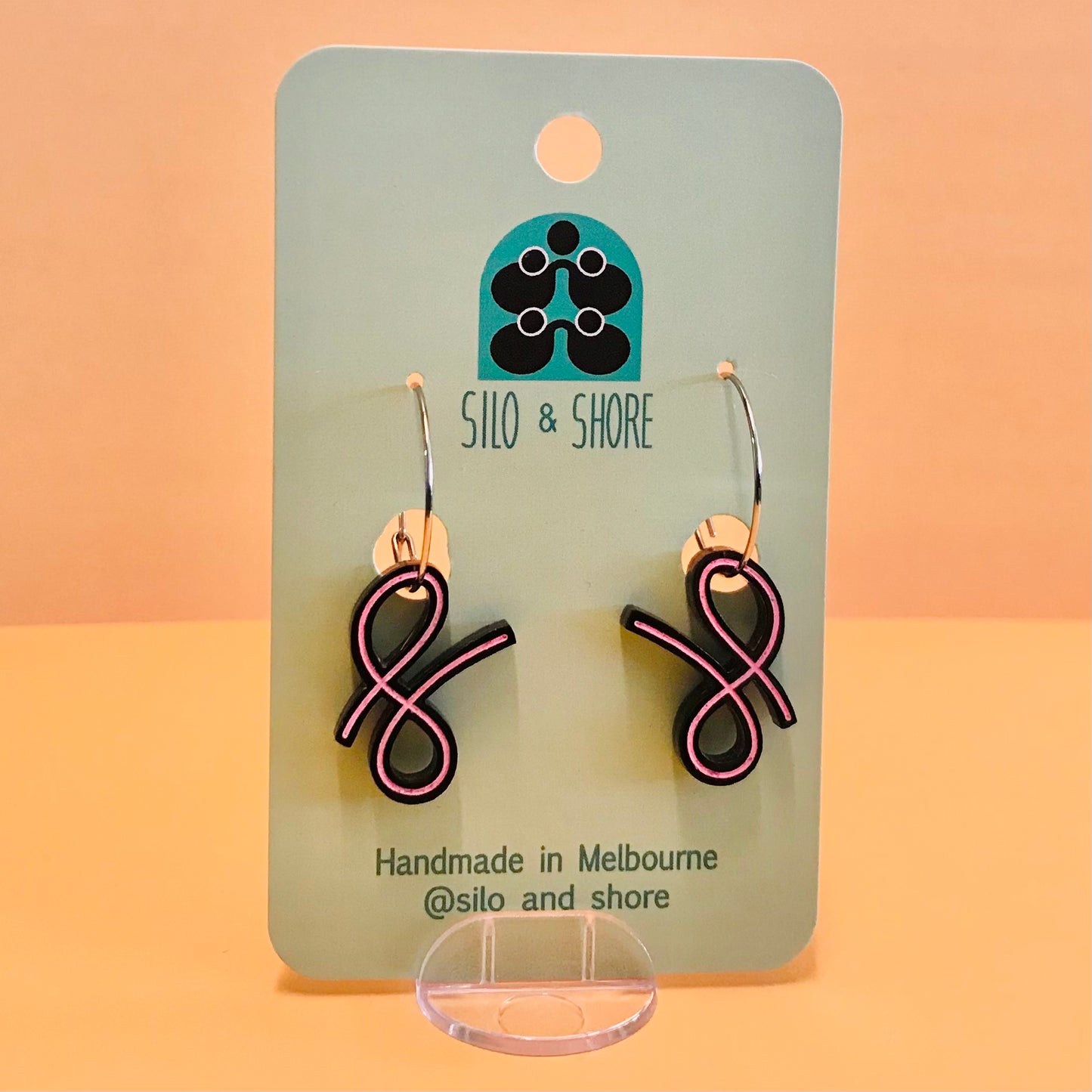 Art Deco Acrylic Earrings - Mini Hoop