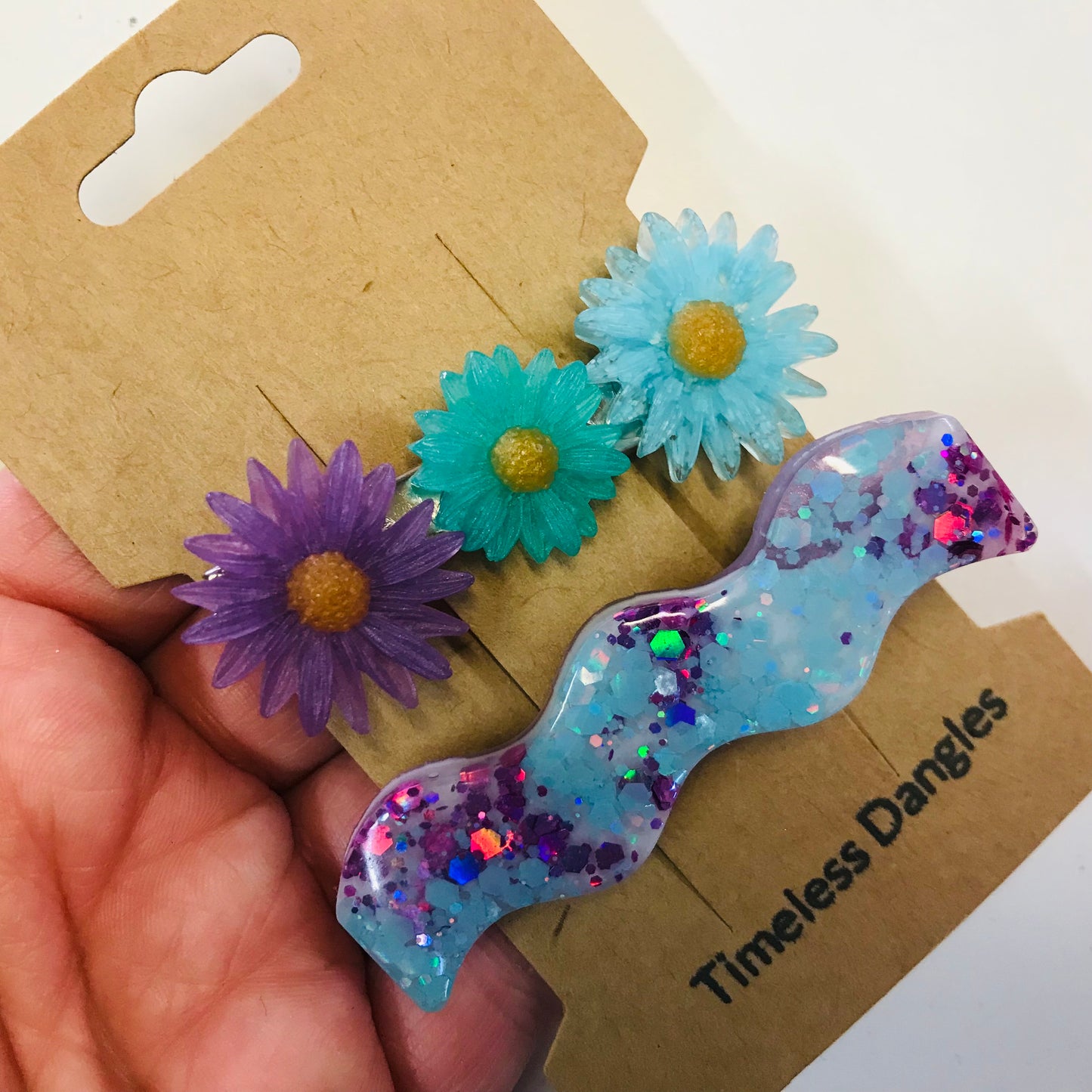 Resin Sparkle Hair Clips - Set of 2