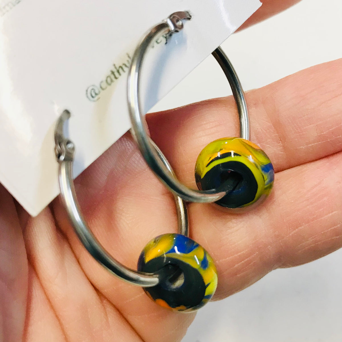 Glass Bead Hoop Earrings