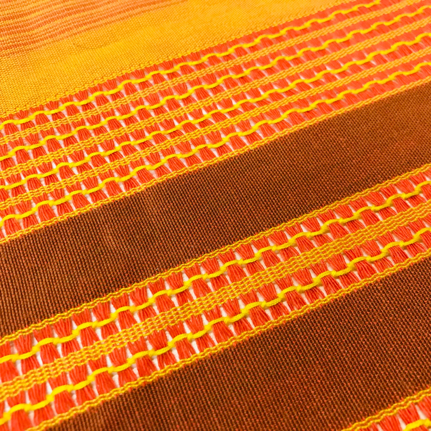 Custom Lamp Shade only - Mid Century Orange Knit Stripe Curtaining (salvaged)