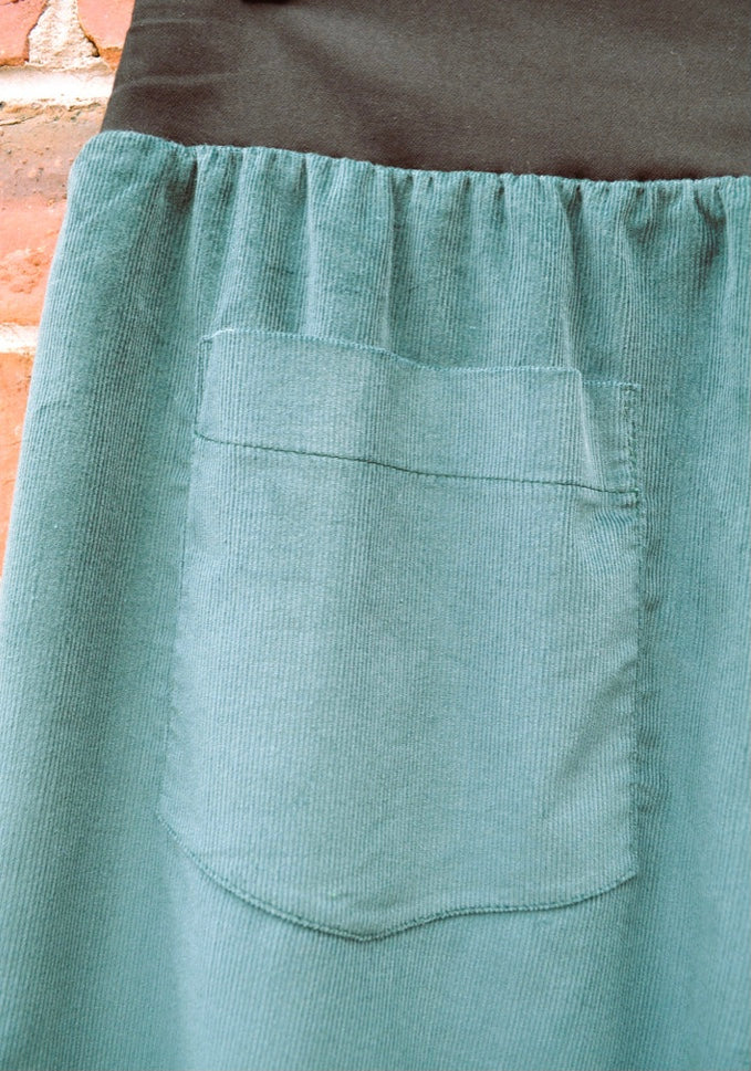Women's Handmade Band Pants - Bottle Green Corduroy