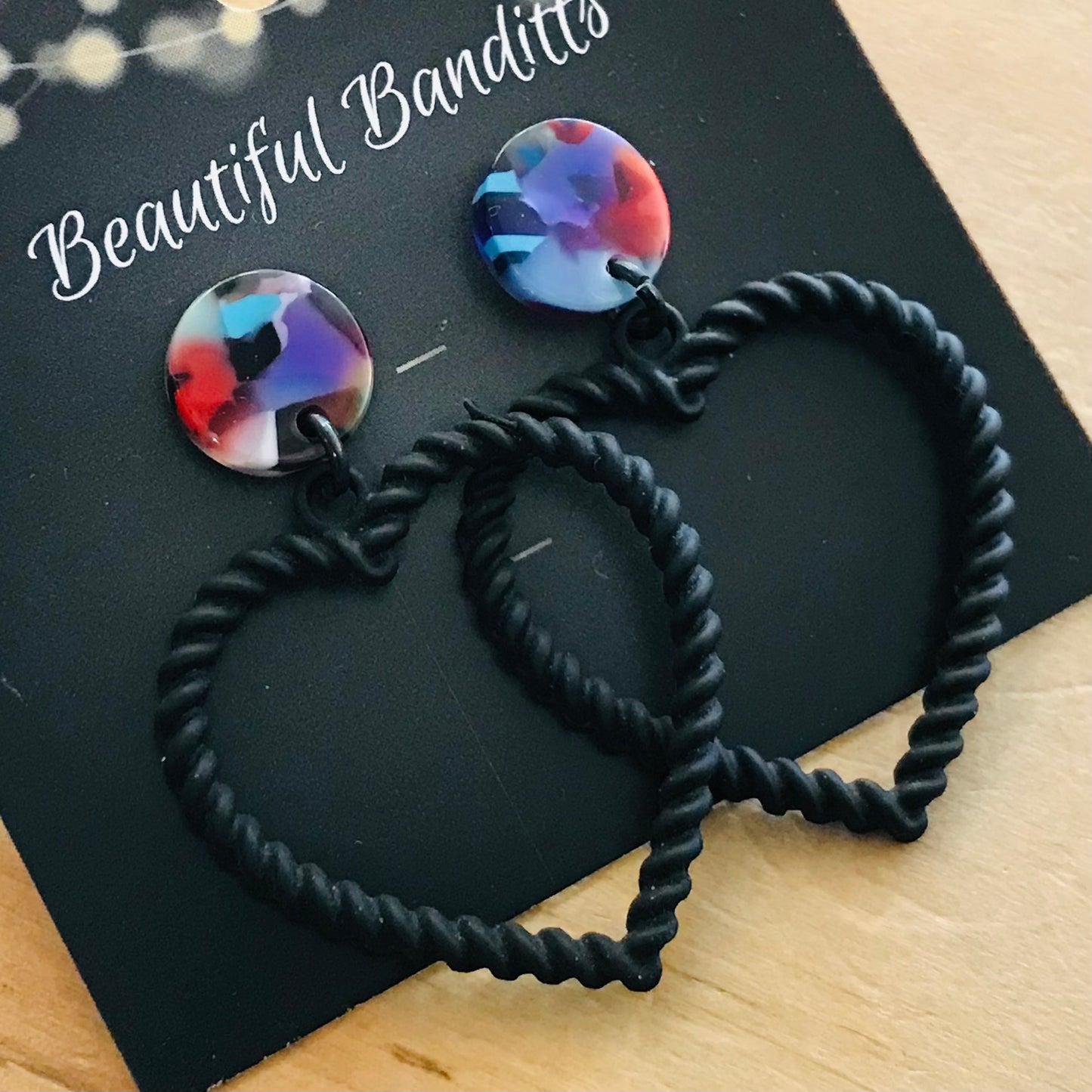 Mixed Metal and Resin Earrings - medium