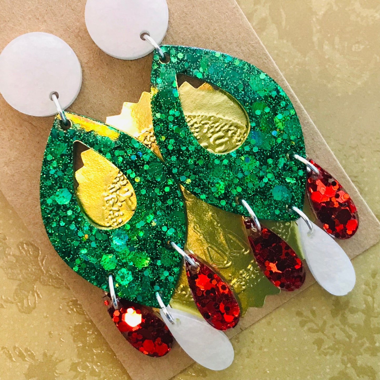 Novelty Resin Sparkle Christmas Dangle Earrings