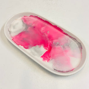 Alcohol Ink Detail Porcelain Oval Tray