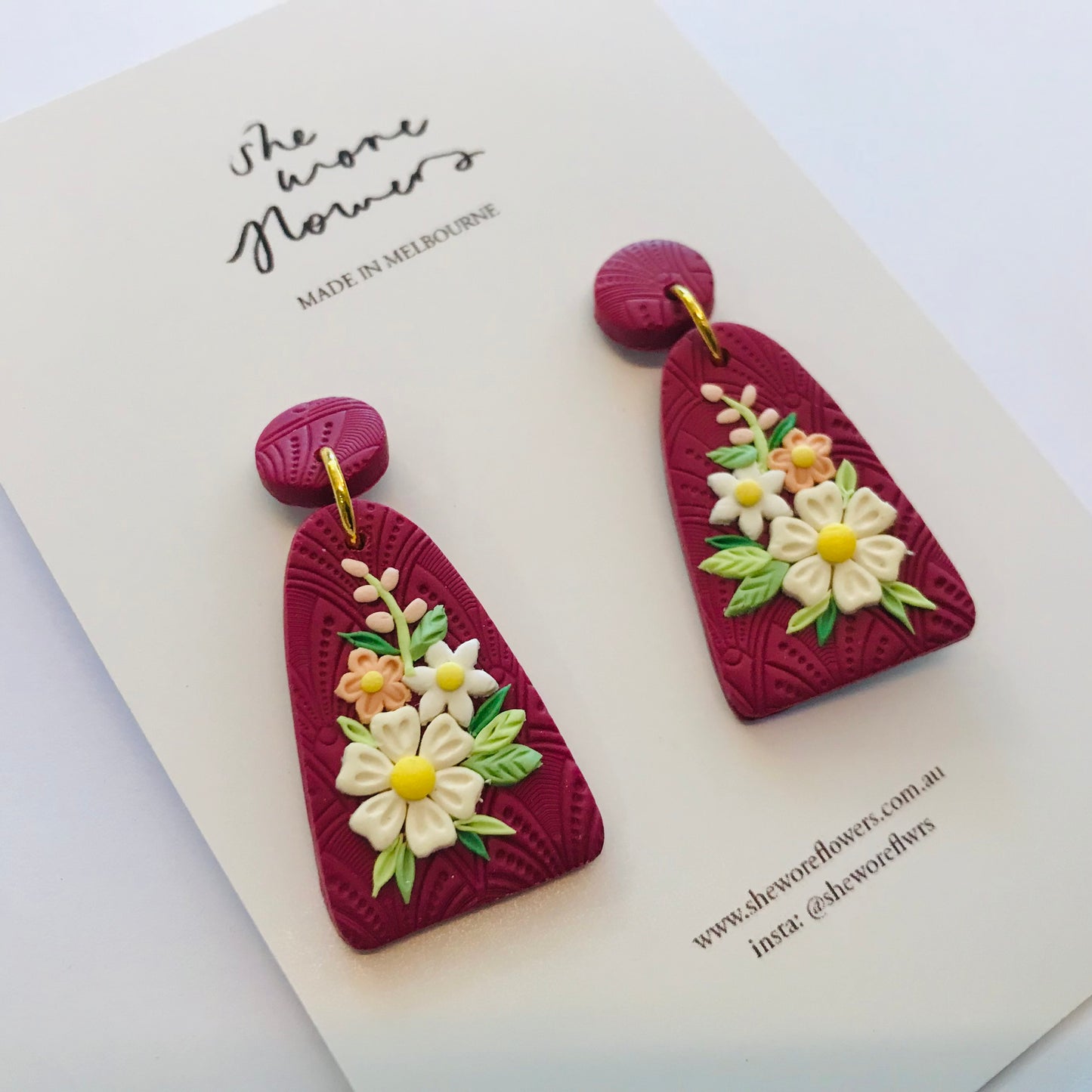 Floral Polymer Clay Bouquet Dangle Earrings