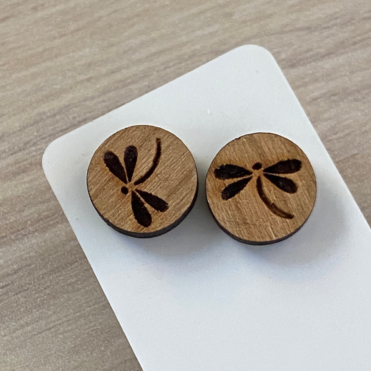 Novelty Studs Earrings - Graphic Wood
