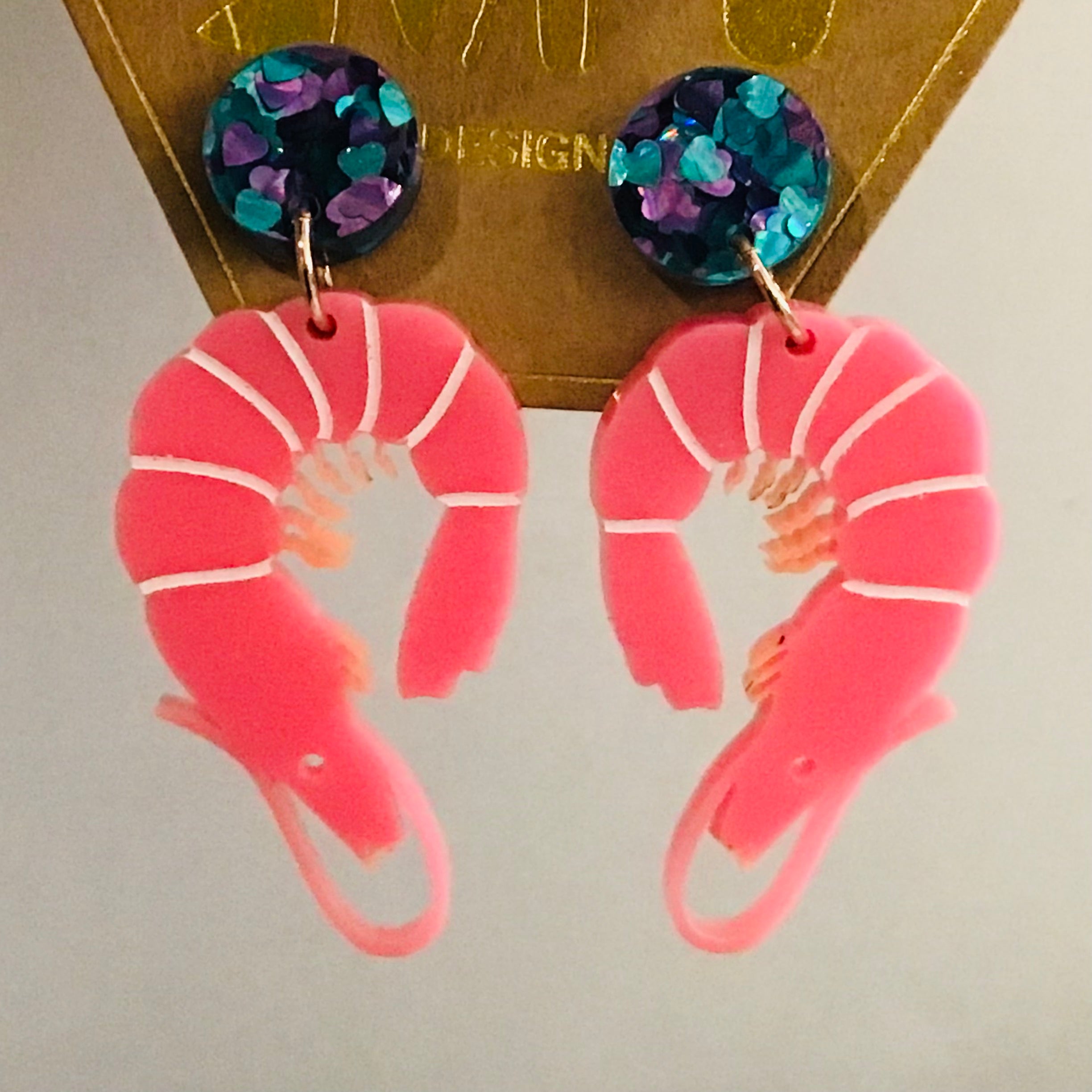 Prawn Dangly Stud Earrings