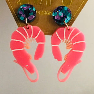 Prawn Dangly Stud Earrings