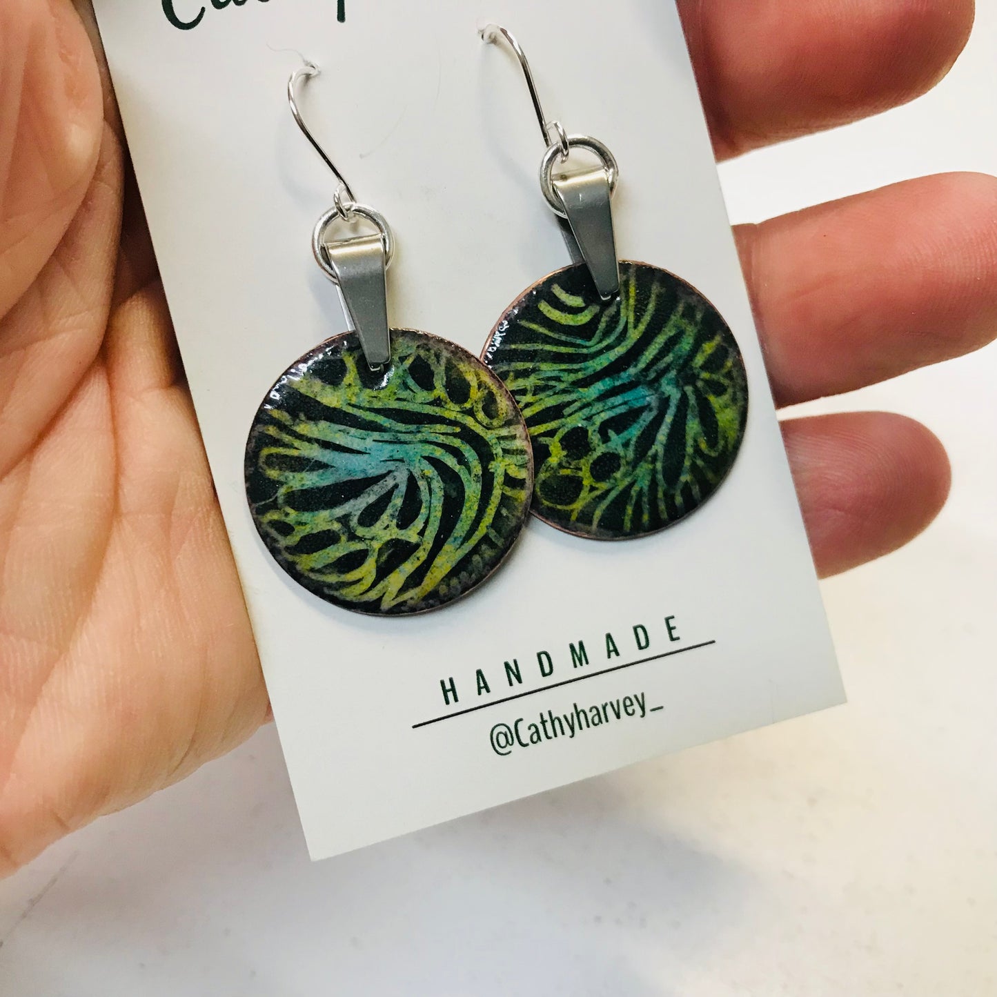 Handpainted Earrings -  Enamel on Copper