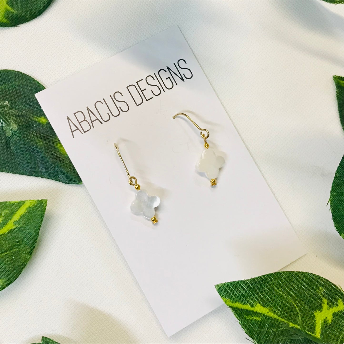 Pearlescent & Brass Dangle Earrings