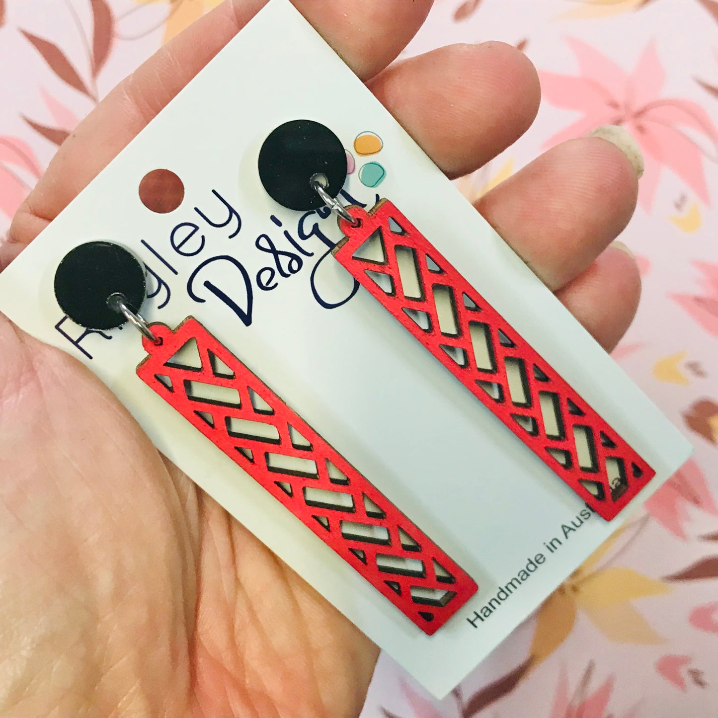 Rectangle Grid Art Deco Statement Earrings