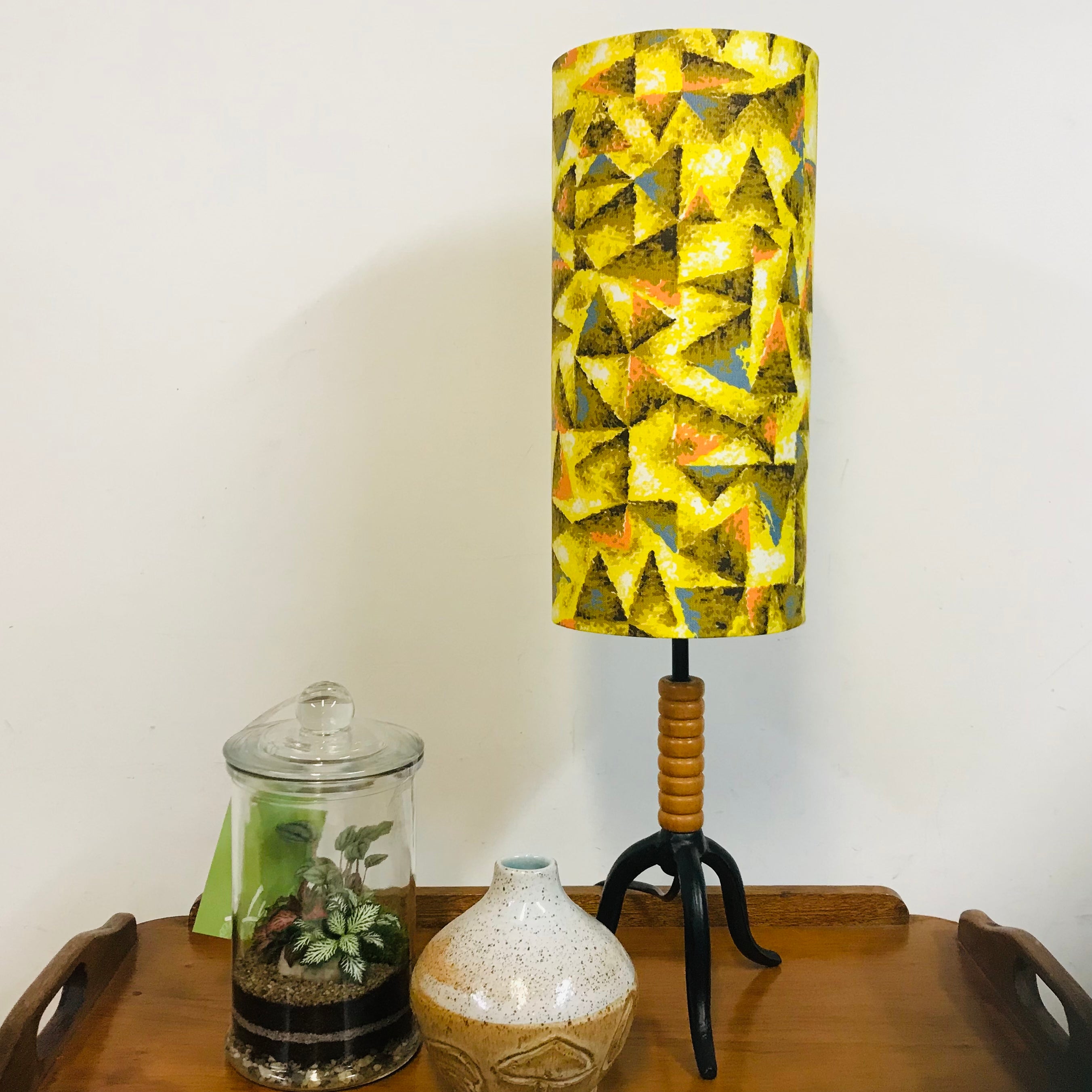 Custom Lamp Shade only - Vintage Retro Yellow Abstract
