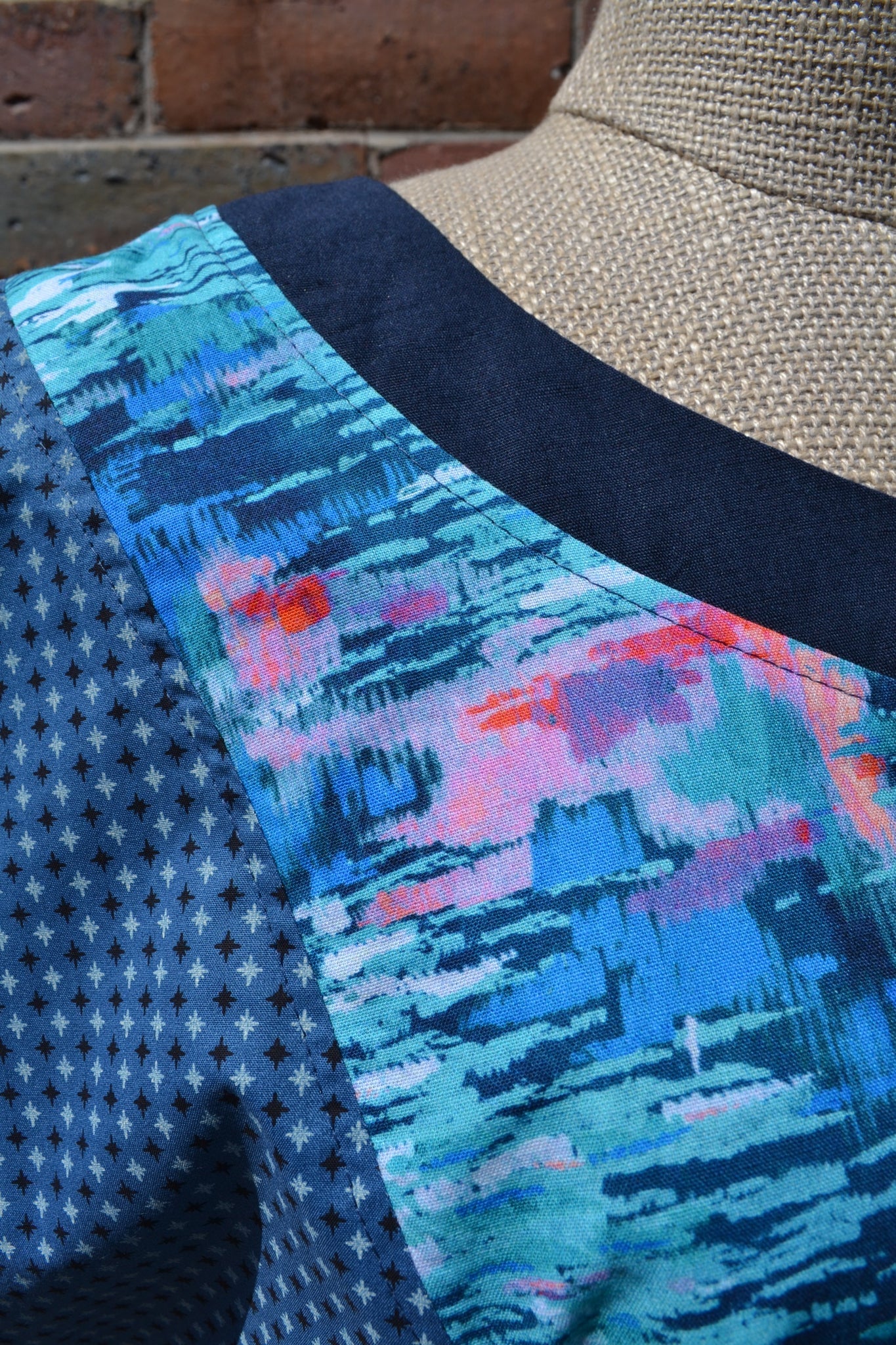 Women's Handmade Paneled Top - Rounders Blue Moods