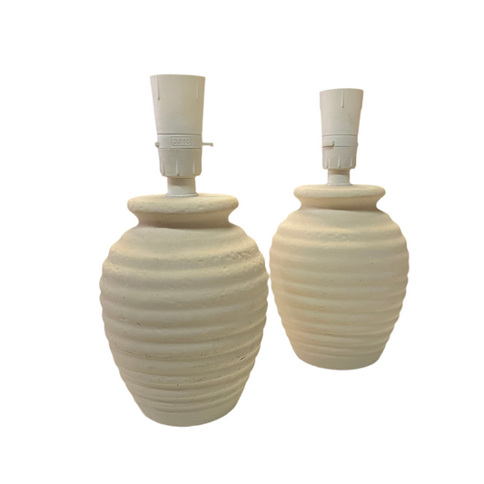 Lamp Base Only - Cream Textured Rippled Table Lamp