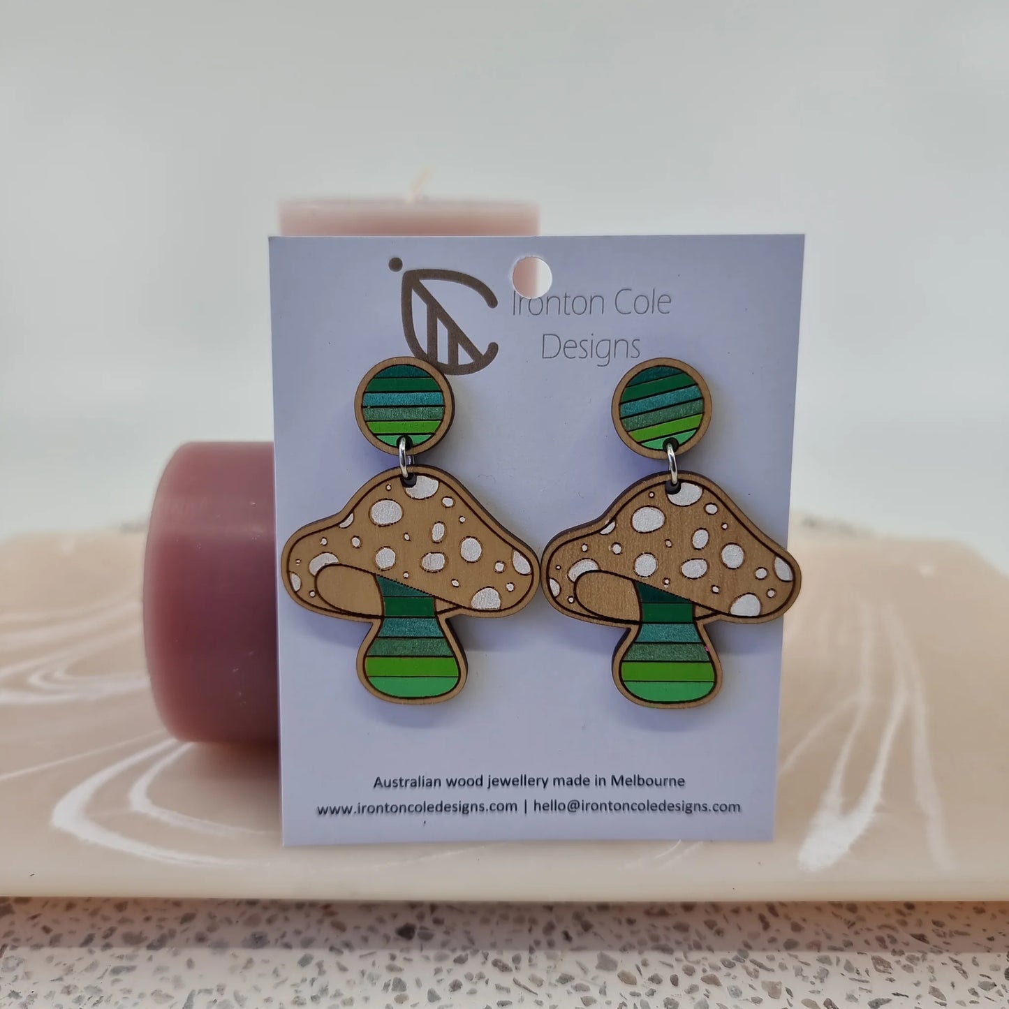 Handpainted Laser Cut earrings - Mushrooms