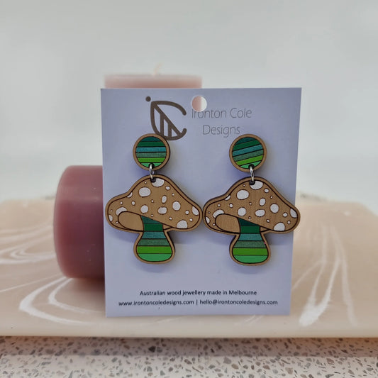 Handpainted Laser Cut earrings - Mushrooms