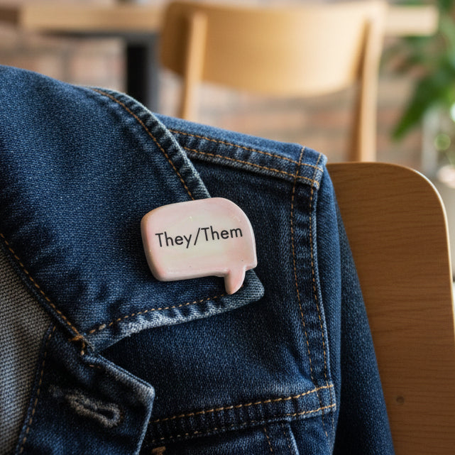 Handcrafted Pottery Gender/Pronoun Brooches