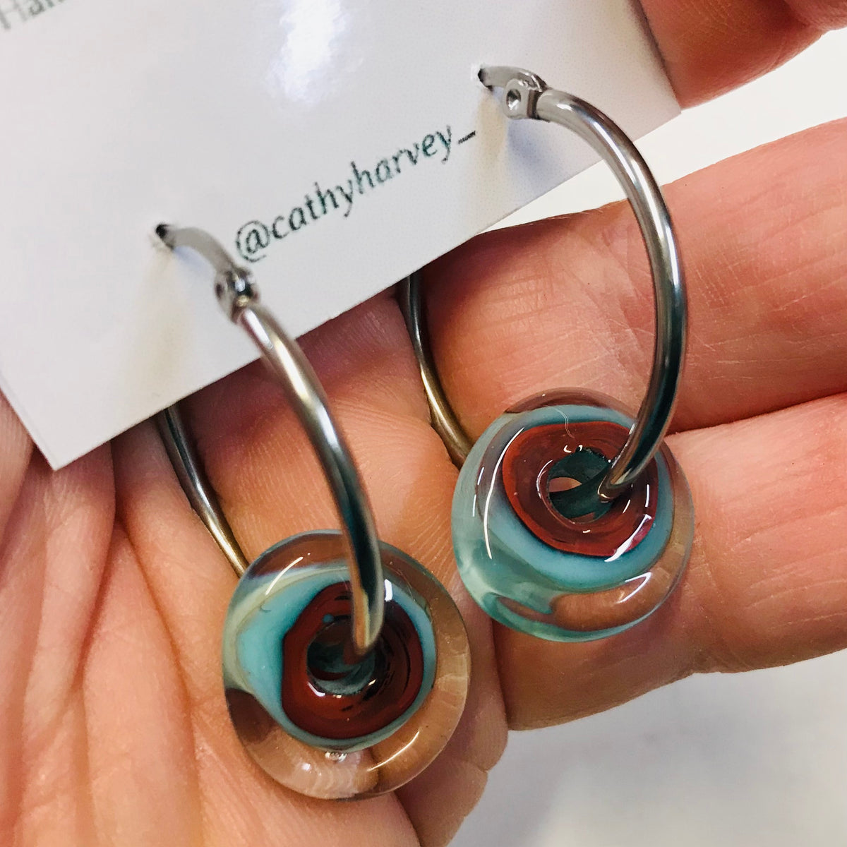 Glass Bead Hoop Earrings