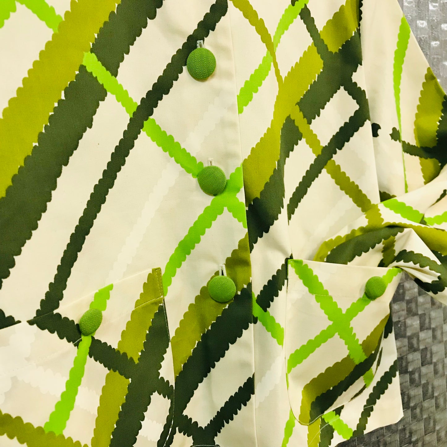 Women's Handmade Meander Jacket - Green Lattice