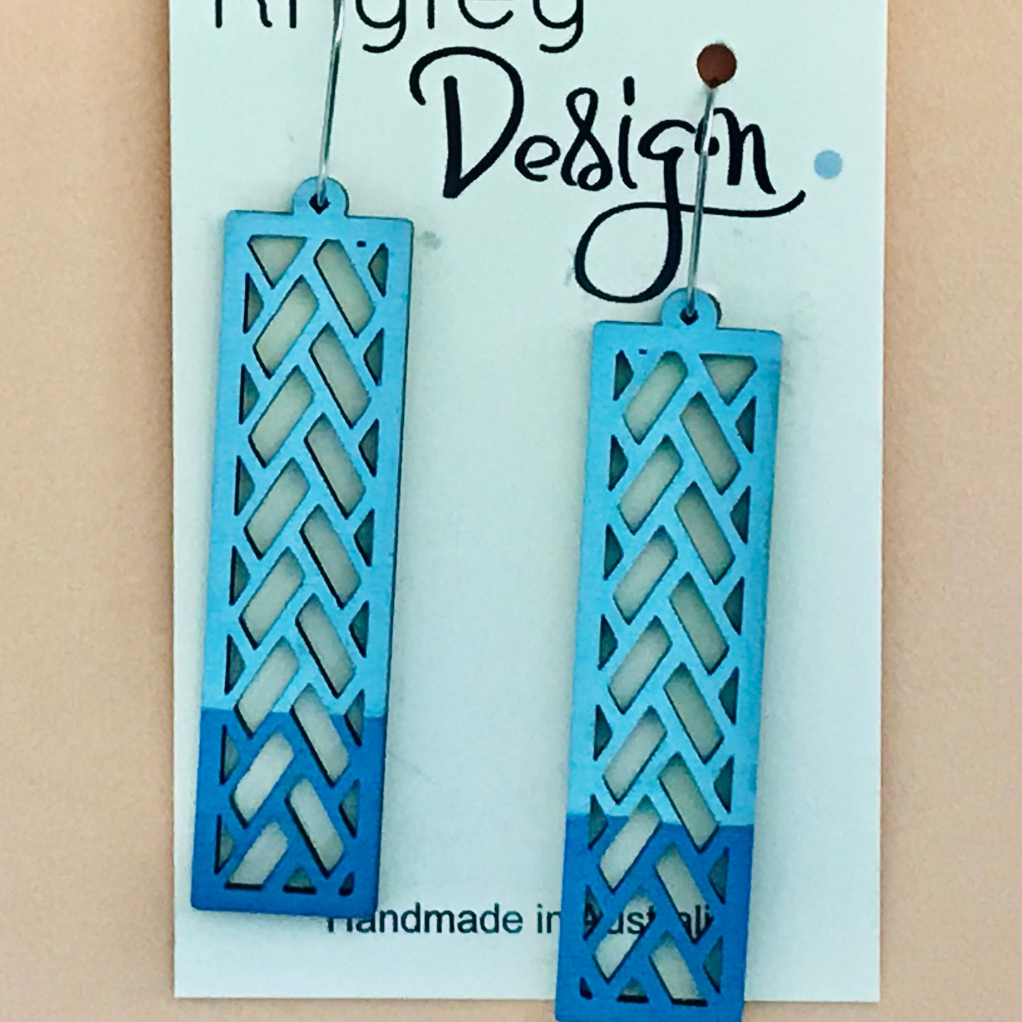 Wooden Boxed Grid Statement Earrings