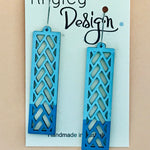 Wooden Boxed Grid Statement Earrings