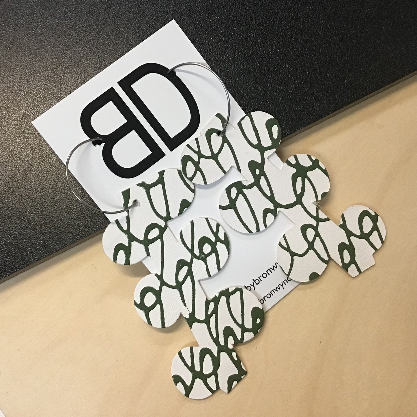 Hand painted leather bold statement earrings - The Flora Hoop