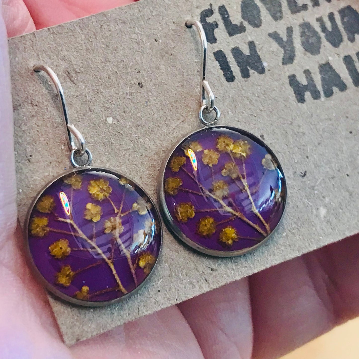 Australian flora Resin & Sterling Silver Earrings - medium