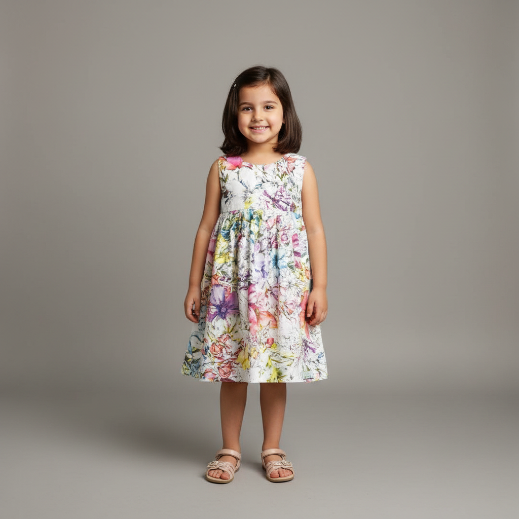 Girls empire handmade dress - Pastel Floral
