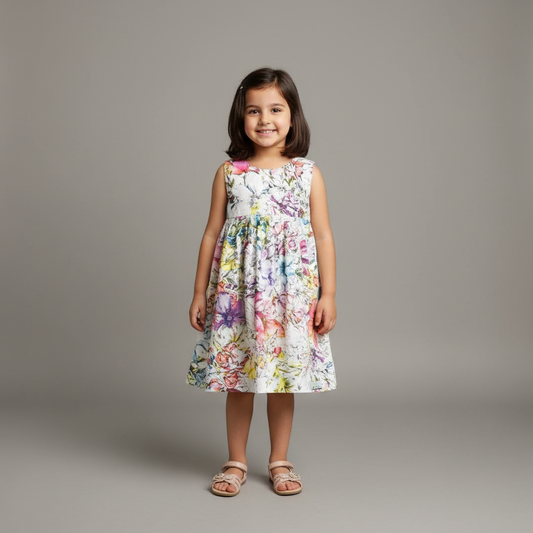 Girls empire handmade dress - Pastel Floral