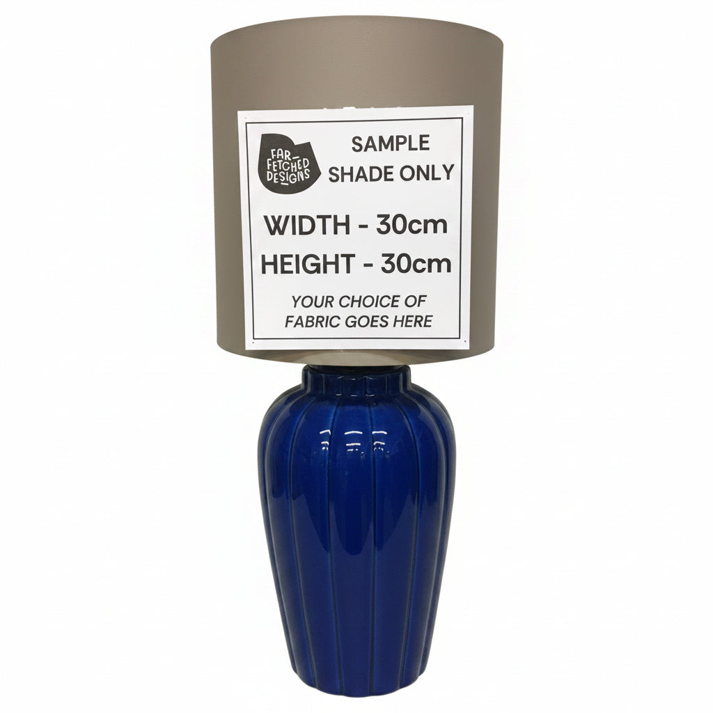 Lamp Base Only - Dark Blue Large Ridged Table Lamp