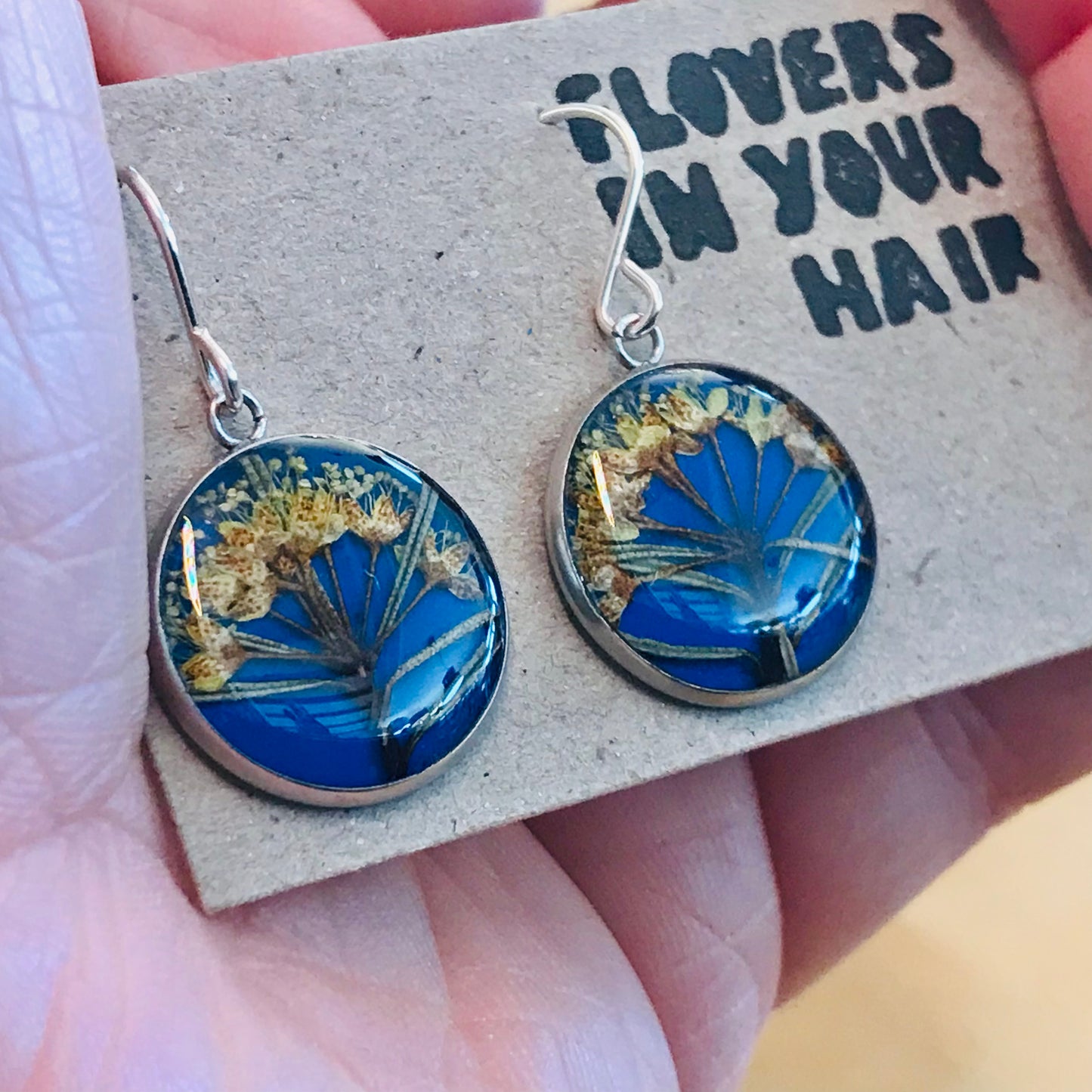 Australian flora Resin & Sterling Silver Earrings - medium