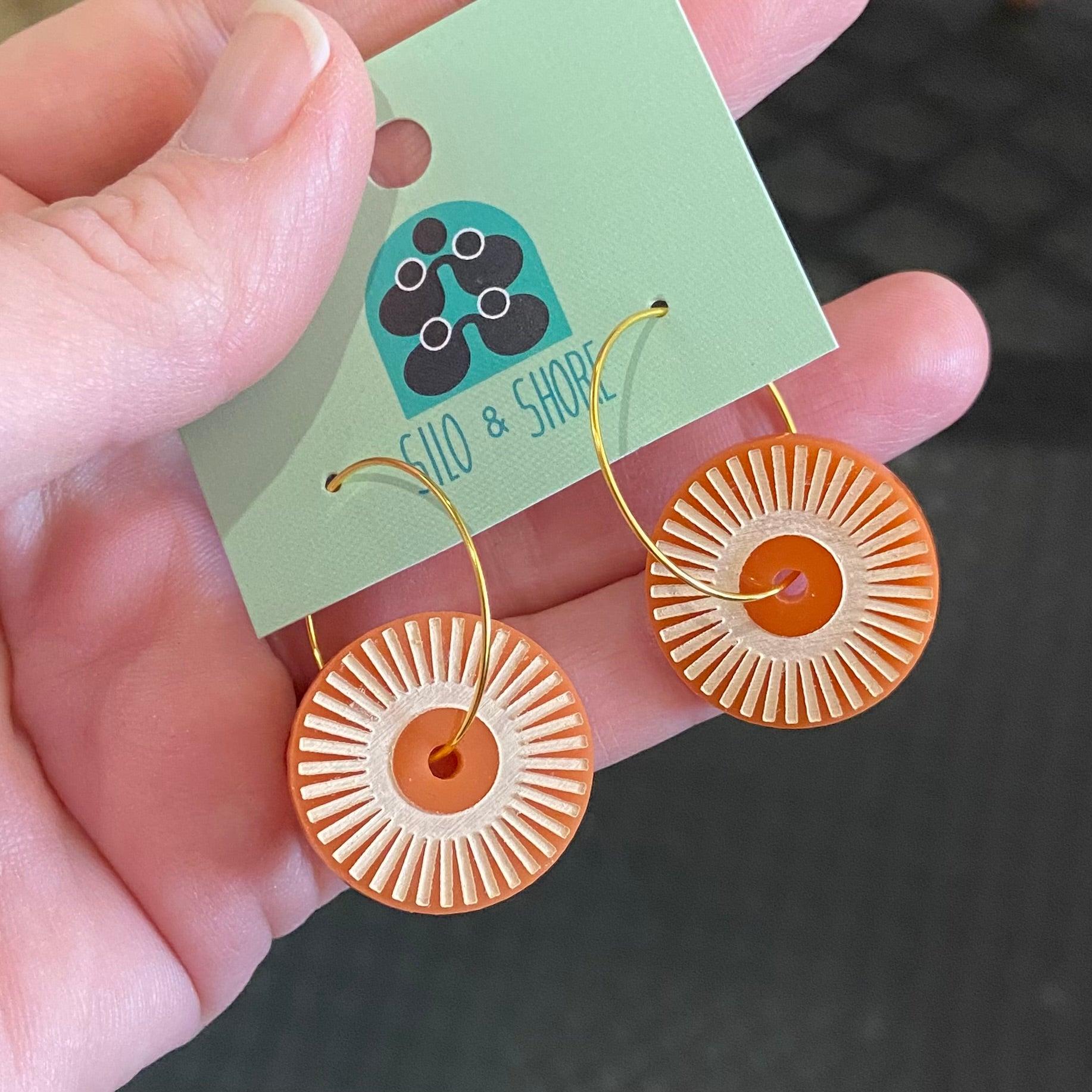 Art Deco Acrylic Earrings - Sunny Hoops