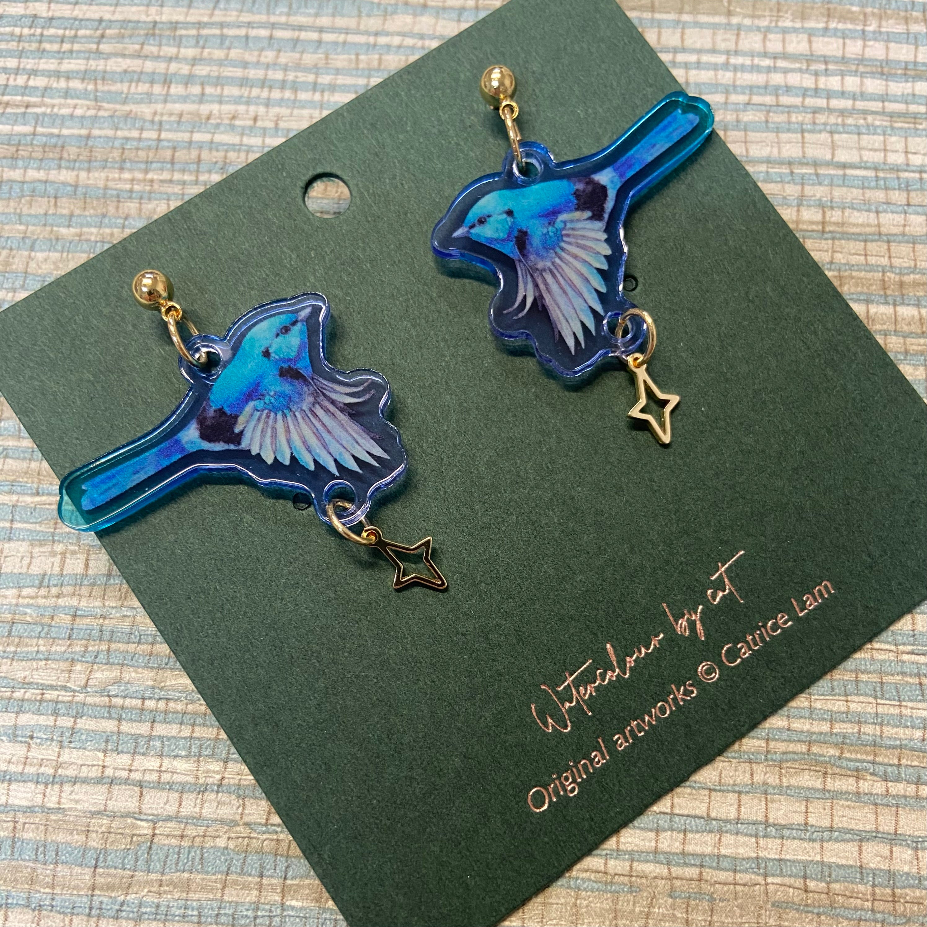 Australian Flying Fairy Wren Statement Earring Collection
