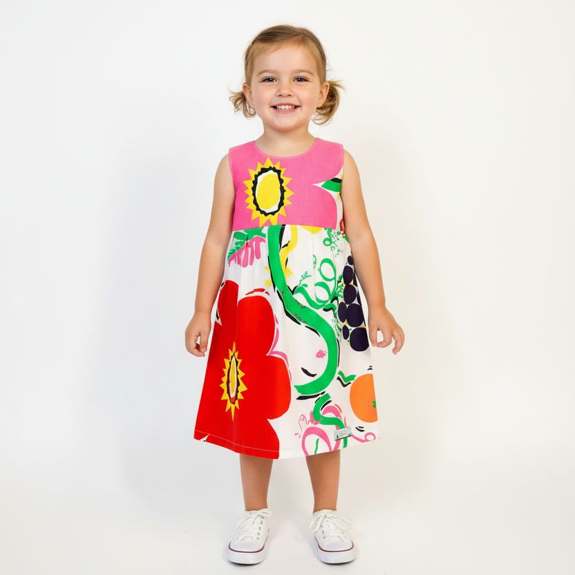 Girls empire handmade dress - 80s Fruit Salad