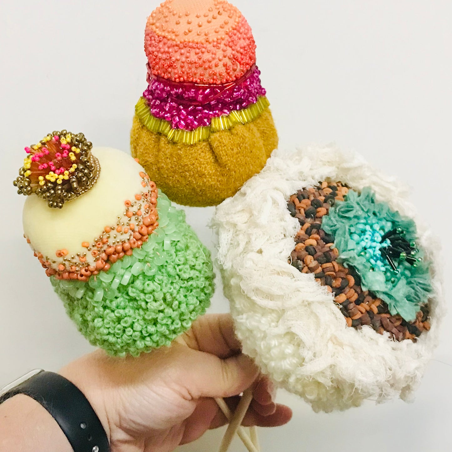 Hand Beaded Cloth Flowers