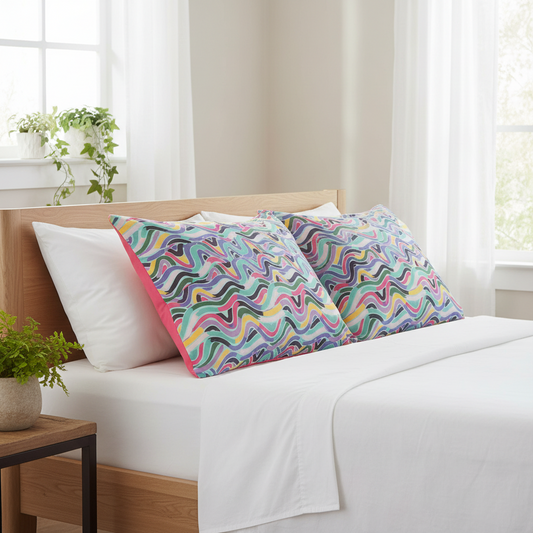 Pillow Case Set - Colourful Waves (set of 2)
