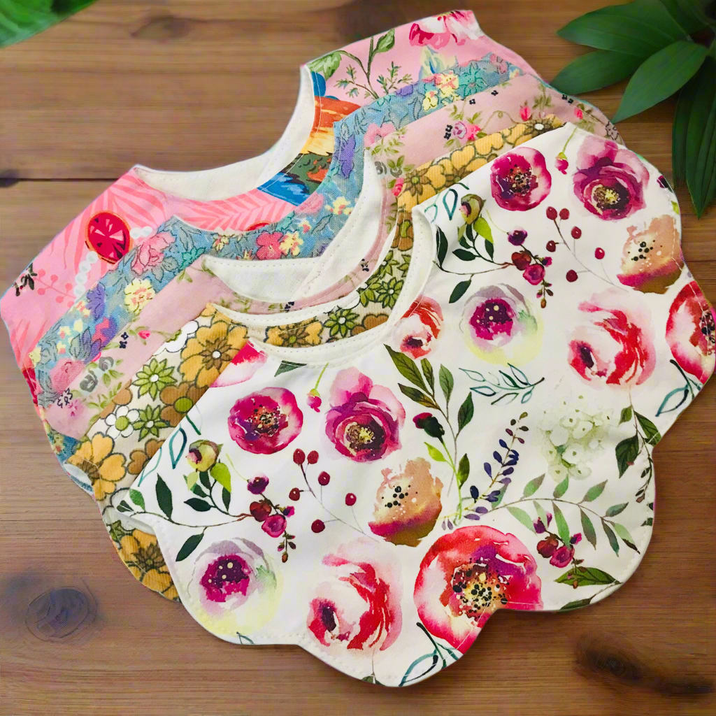 Bibs - Handmade Scalloped baby and toddler bib