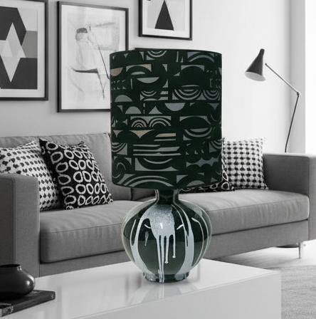 Monochrome Abstract Grid Table Lamp