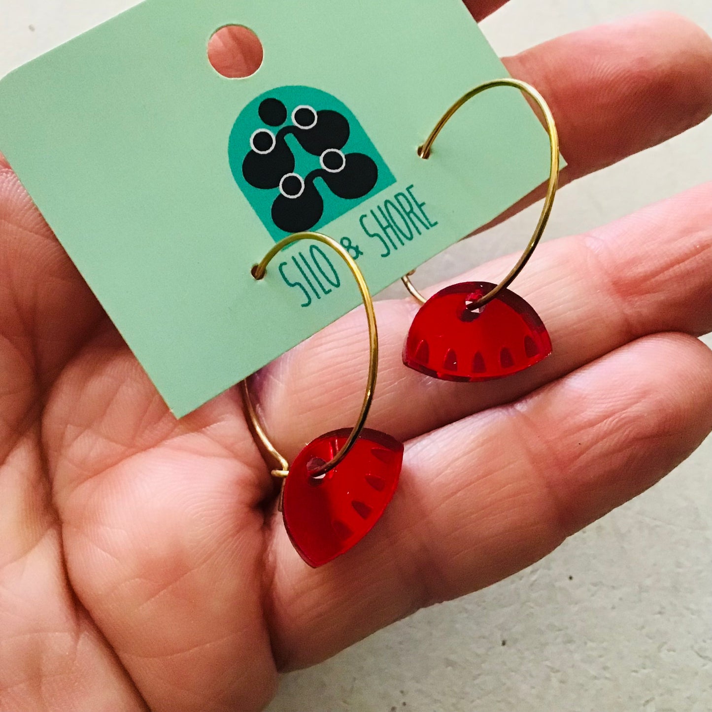 Art Deco Acrylic Earrings - Mini Hoop