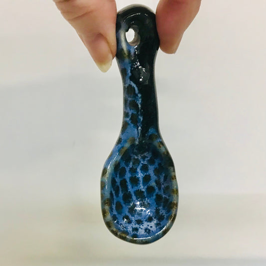 Handcrafted Pottery Spoon - Ink Spot