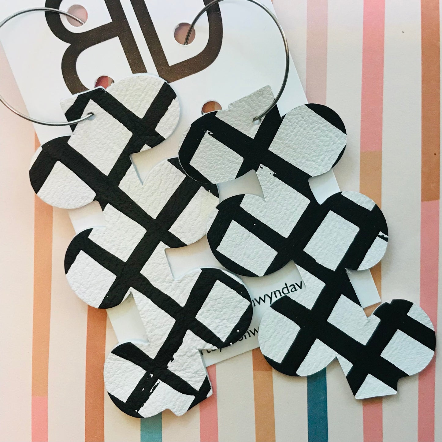 Hand painted leather bold statement earrings - The Flora Hoop