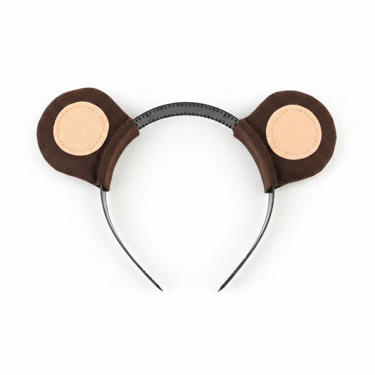 Black headband with brown ears on a white background