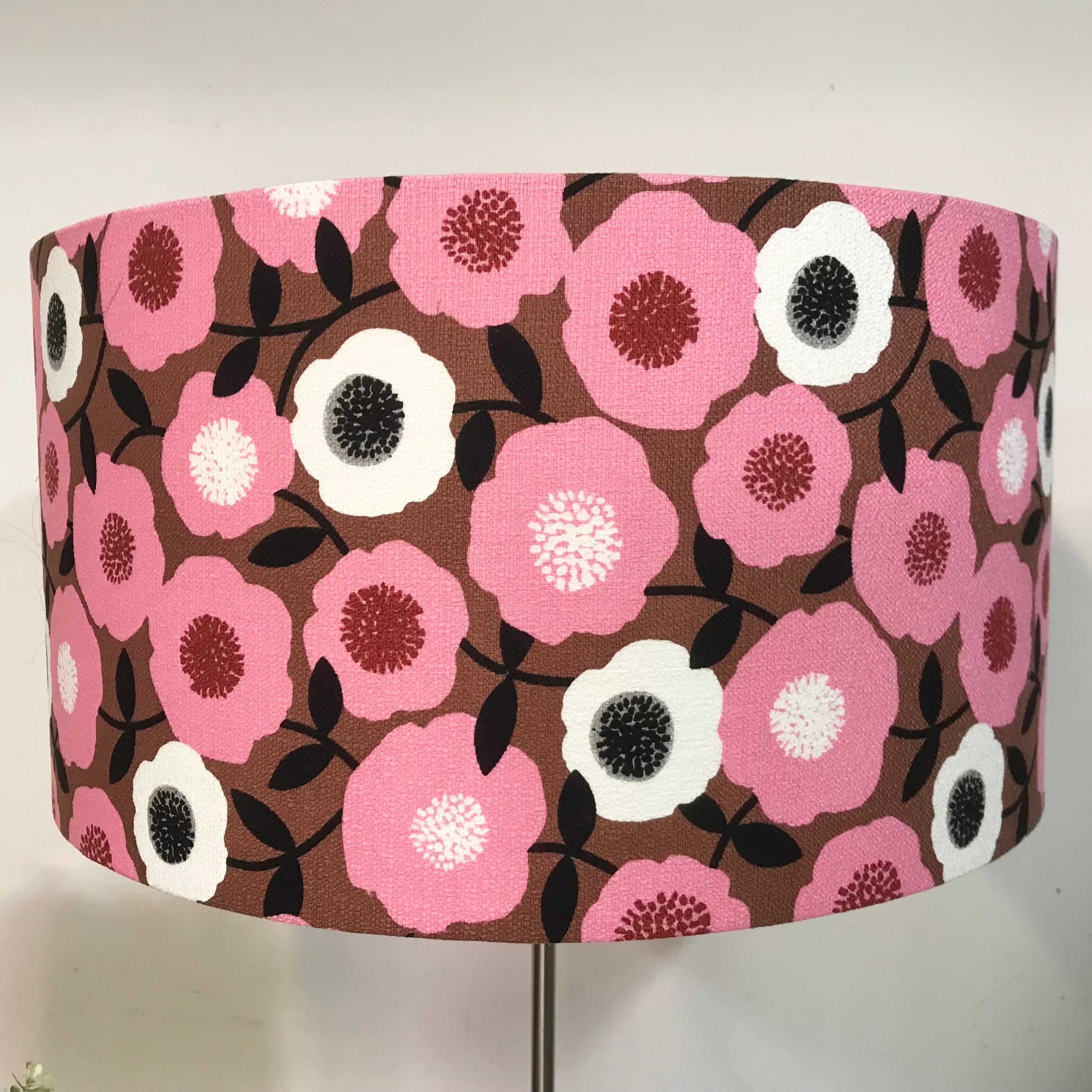 Custom Lamp Shade only - Barkcloth Blooms in Pink