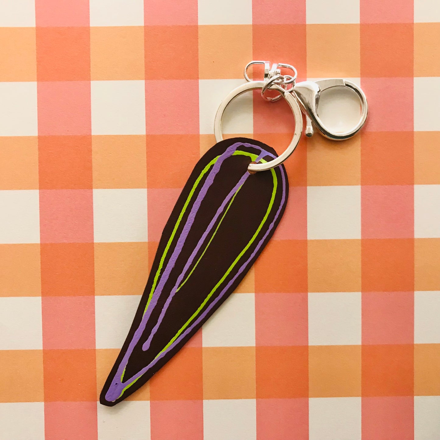Handpainted Leather Keyrings - leaf