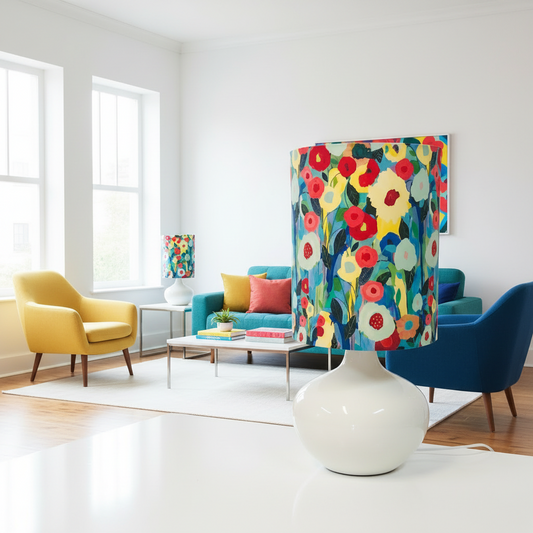 Custom Lamp Shade only - Multi Blue Floral