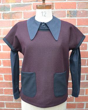 Women's Handmade Rider Vest - Aubergine Wool