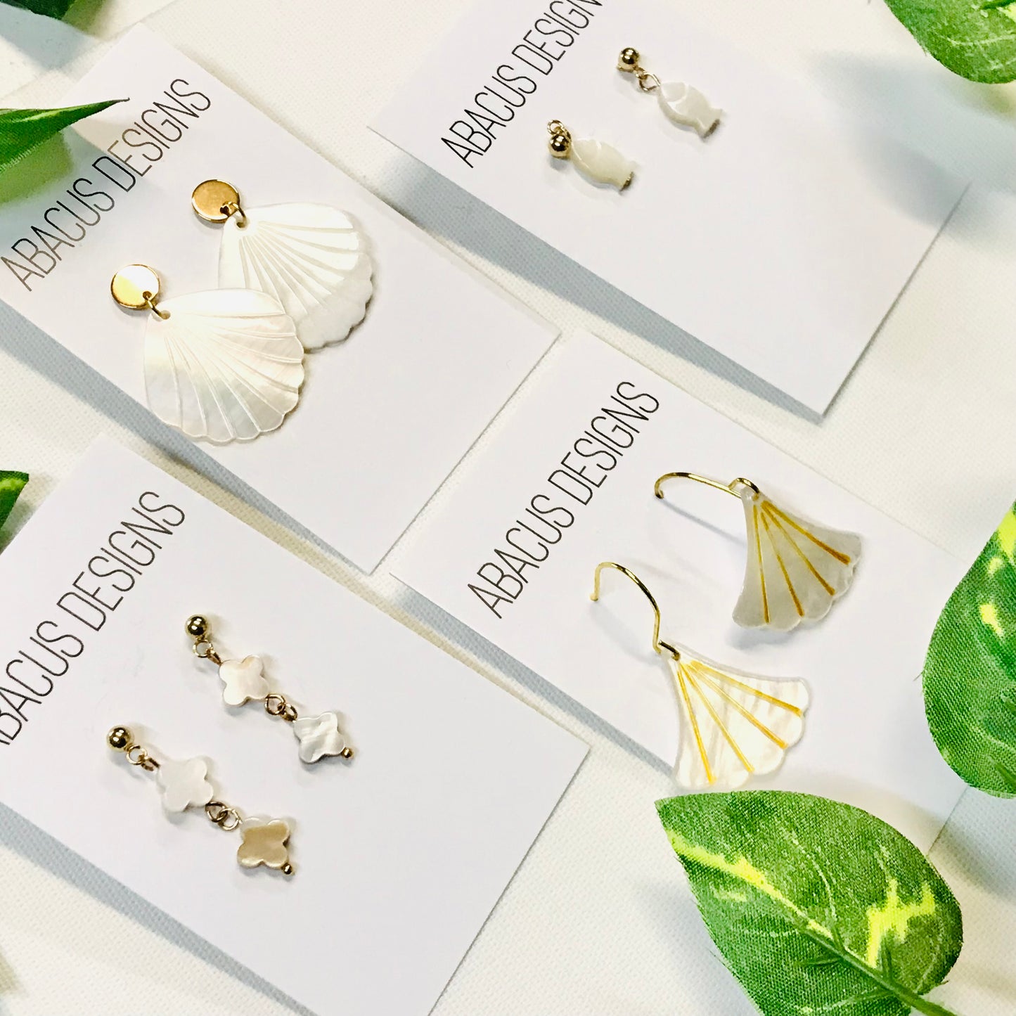 Pearlescent & Brass Dangle Earrings