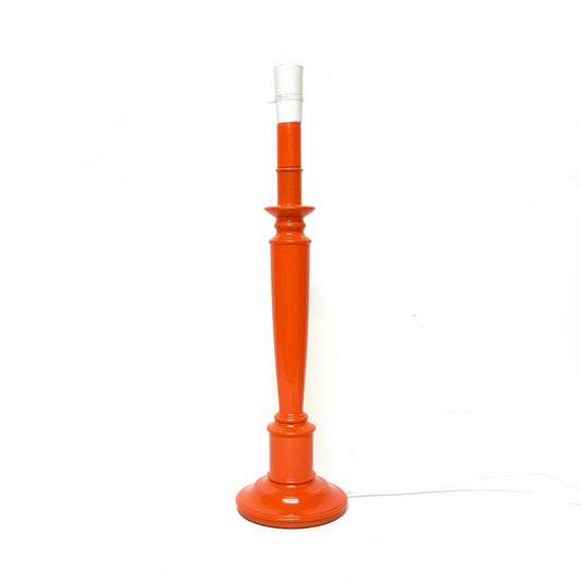 Lamp Base Only - Bright Orange Painted Candlestick Table Lamp