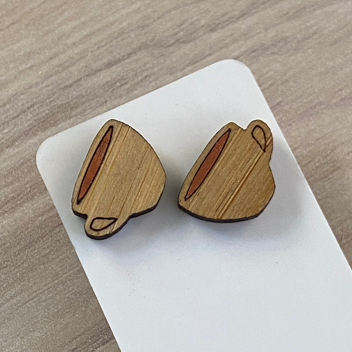Novelty Studs Earrings - Graphic Wood