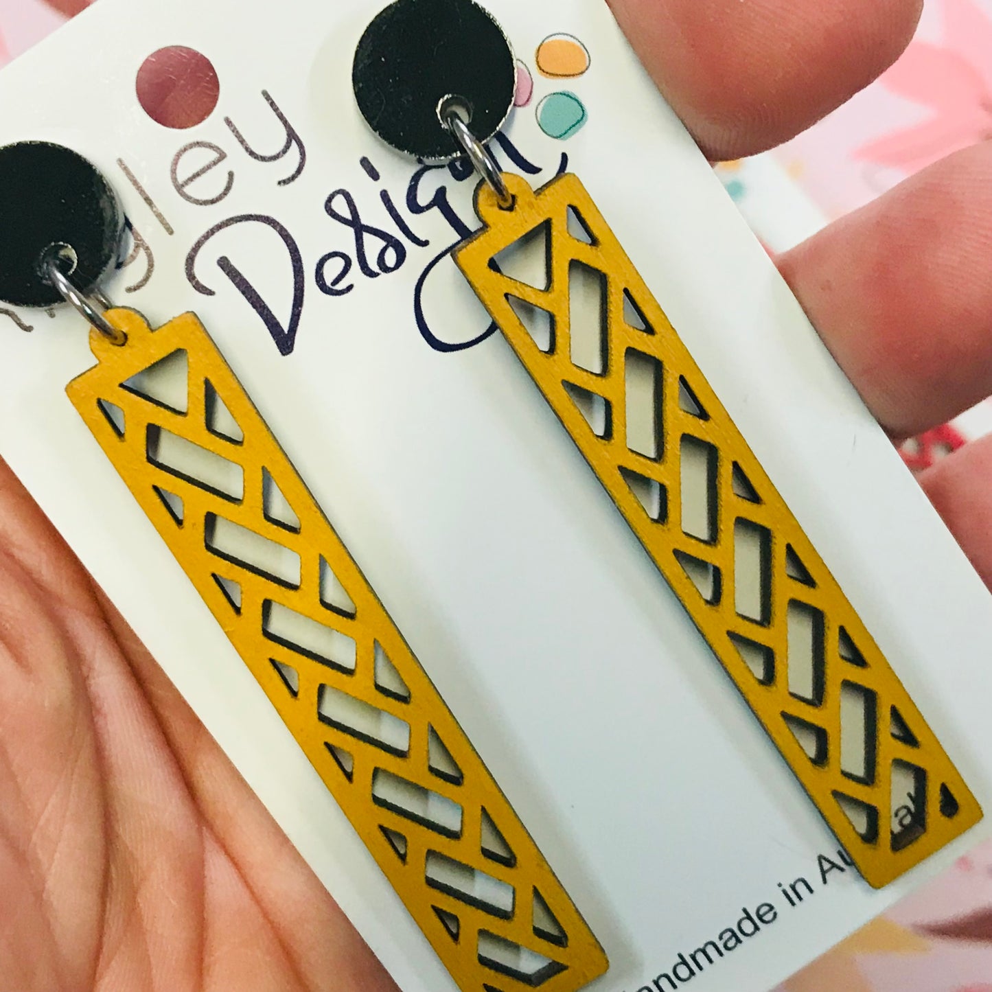 Rectangle Grid Art Deco Statement Earrings